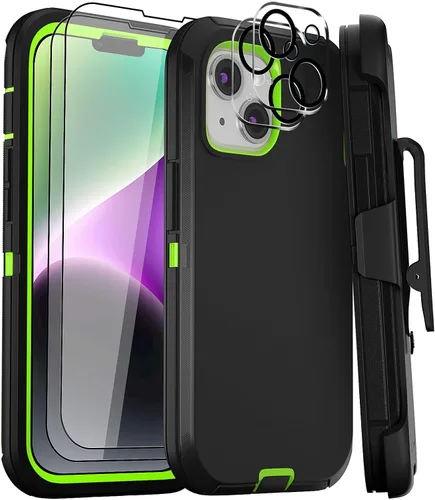 Vista 35 de Funda para iPhone 14 Pro Max de 6.7 pulgadas con clip para cinturón con 2 protectores de pantalla, 2 protectores de lente de cámara, cubierta