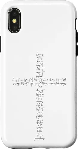 Vista 5 de Funda con cruz cristiana para iPhone 12/12 Pro 1 Corinthians 13