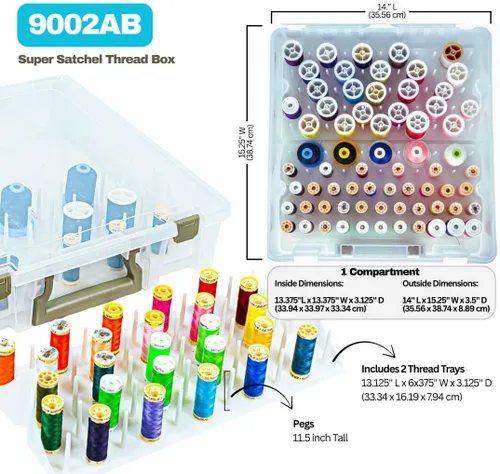 Vista 2 de ArtBin caja de hilos - contenedor de almacenamiento con charolas extraíbles con carretes de hilos, 9002AB