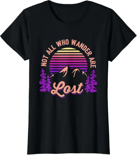 Vista 33 de Not All Who Wander Are Lost Vintage Mountains - Camiseta de senderismo, Negro, S