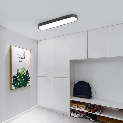 Vista 3 de Lámpara de techo lineal de 23.6 pulgadas, LED moderna de 40 W, lámpara de techo simple negra, iluminación de techo de perfil bajo para dormitorio