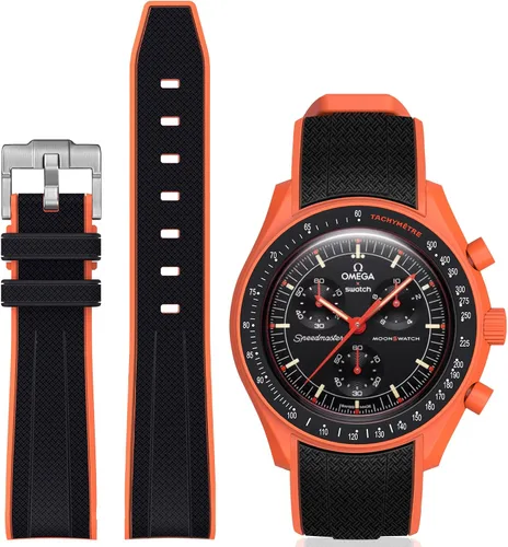 Vista 11 de Correa Stanchev para reloj Moonswatch, correa de silicona suave curvada sin espacio de 20mm para reloj Omega X Swatch Speedmaster, correa