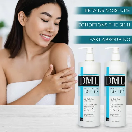 Vista 6 de DML Loción hidratante, hidratante de manos y cuerpo, loción corporal hipoalergénica para piel seca y agrietada, loción hidratante suave y sin