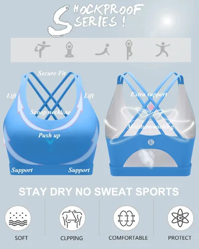Vista 173 de Brasieres deportivos para mujer, con relleno, tipo camiseta sin mangas, sexis, con espalda cruzada, de alto impacto, largos, ideales para practicar