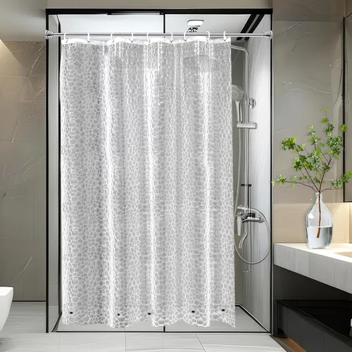 Vista 26 de AooHome Eva - Forro de ducha pequeño de 36 x 72 pulgadas, cortina de baño transparente de calibre 8 con ganchos, imanes inferiores, impermeable