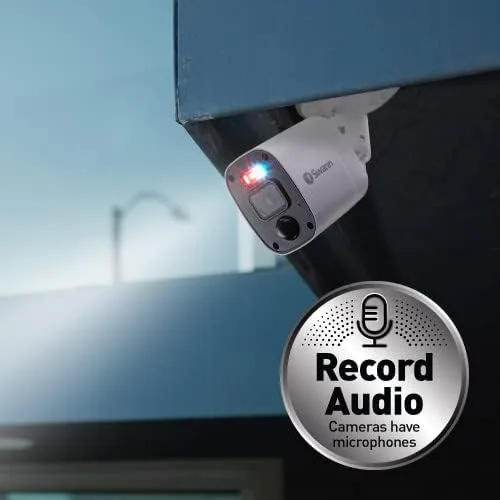 Vista 3 de Swann Cámara de bala de luz intermitente DVR complementaria con proyector de sensor, video de 1080P, diseño interior o exterior, visión nocturna a