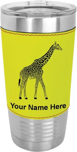 Vista 14 de LaserGram Vaso aislado al vacío de 20 onzas, jirafa, grabado personalizado incluido (piel sintética, estilo béisbol)