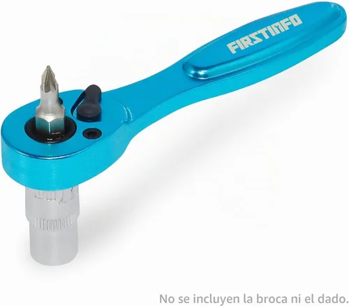 Vista 2 de FIRSTINFO F32423B Llave de Trinquete Micro de Doble Accionamiento con Broca Hexagonal y Dado de 1/4 Pulgada - Aluminio Ligero, 72T Reversible