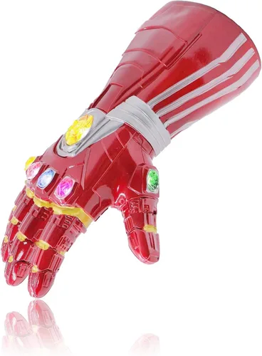 Vista 4 de Red Infinity Gauntlet with Removable Gems Infinity Gloves LED Gem Three Lighting Modes Halloween Cosplay Prop
