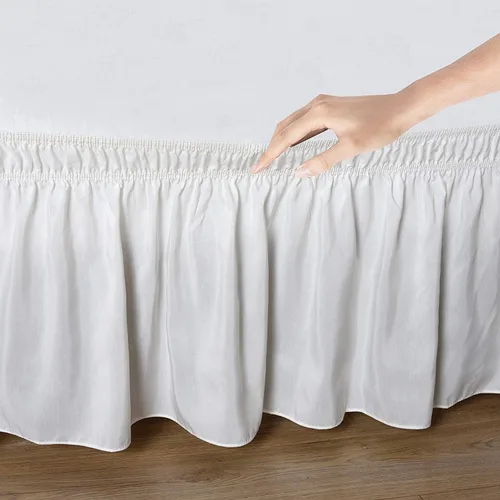 Vista 3 de Elegant Decor Falda de cama 100% algodón egipcio, falda de cama de lujo de 9 pulgadas, 650 hilos, volantes elásticos ajustables y resistentes a