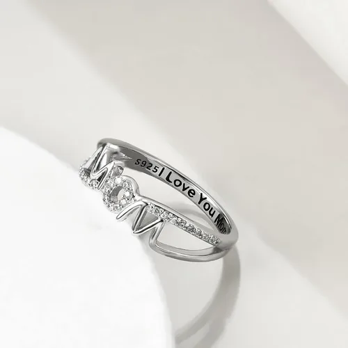 Vista 2 de YFN Anillos para mamá y madre para mujer, anillos de plata de ley para mujer