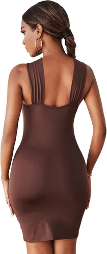 Vista 2 de Romwe Vestido bodycon con con forma de cruz sin mangas para mujer