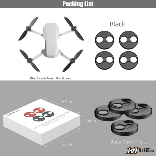 Vista 6 de Cubierta protectora de polvo de aluminio para DJI Mavic Mini Drone Accesorio a prueba de polvo y arañazos Accesorios de protección (negro)