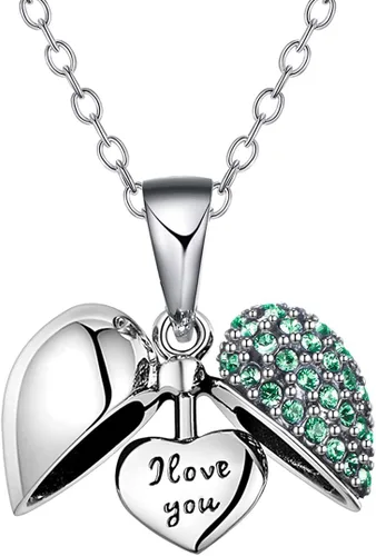 Vista 2 de Lovans Abalorio de corazón de amor de plata de ley 925 con texto en inglés "I Love You" para pulsera Pandora DIY