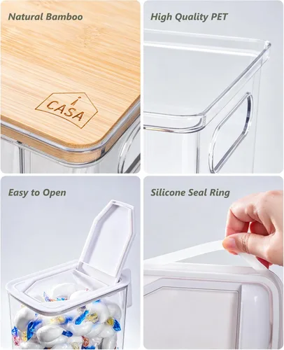 Vista 4 de iCASA Trash Bag Dispenser Organizer - Large 3 in 1 Garbage Bag Dispenser Holder Dishwasher Pods Container, Clear Under Kitchen Sink Organizer, 2pcs
