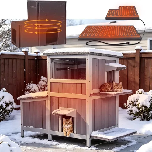 Vista 10 de GUTINNEEN Heated Outdoor Cat House Weatherproof, Insulated Liner, Outside