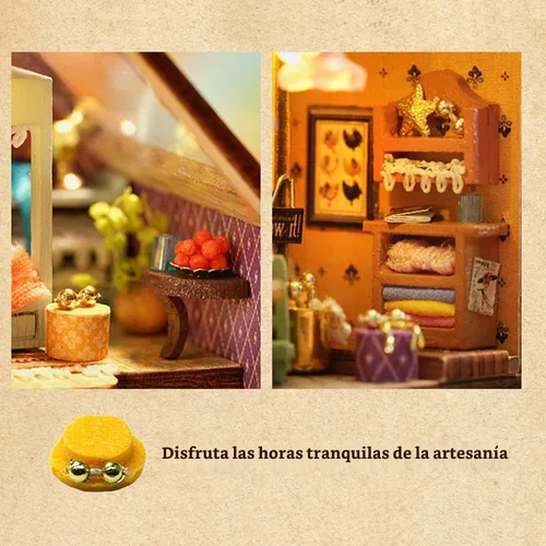Vista 5 de MAGQOO - Kit de casa de muñecas en miniatura de bricolaje con muebles, escala 1:100, habitación creativa, mini casa de muñecas de madera, accesorios