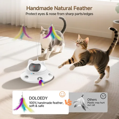 Vista 7 de Juguete láser para gatos, juguete automático interactivo 3 en 1 para gatos de interior, 5 patrones de luz láser roja ajustables, sensor inteligente