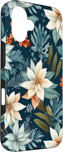 Vista 3 de iPhone 16 Aesthetic Christmas Floral Pattern Winter Flower Girl Women Case