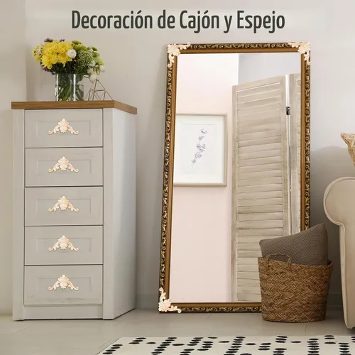 Vista 6 de 20 piezas de apliques de madera, adornos de madera tallada en esquina, apliques de madera decorativos DIY, apliques de madera tallada en esquina sin