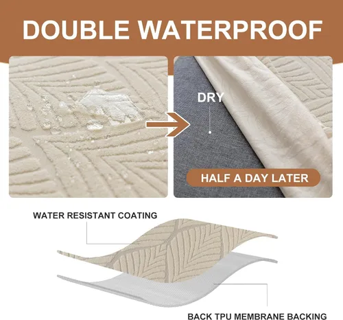 Vista 3 de Genina Fundas impermeables para banco de comedor, protector de asiento de banco de jacquard elástico, funda de banco rectangular para dormitorios