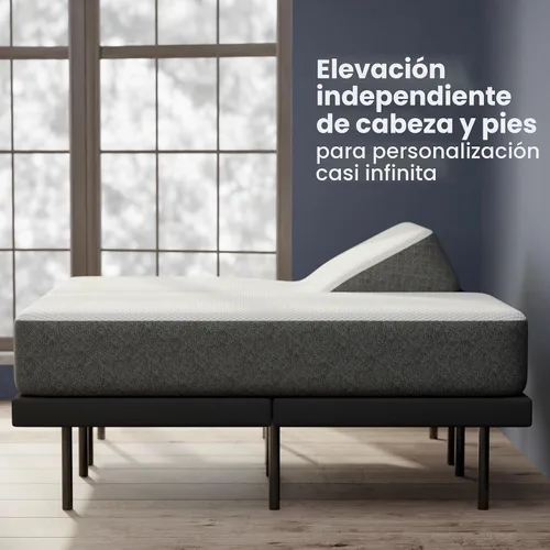 Vista 3 de GhostBed Colchón de espuma viscoelástica ajustable Split King de 11 pulgadas, base de cama eléctrica ajustable con gravedad cero, ajustes de masaje