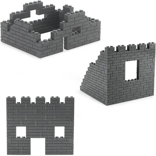 Vista 4 de Juego de ladrillos de perfil de mampostería a granel de 260 piezas de bloques de construcción para pared de construcción de casas, piezas MOC