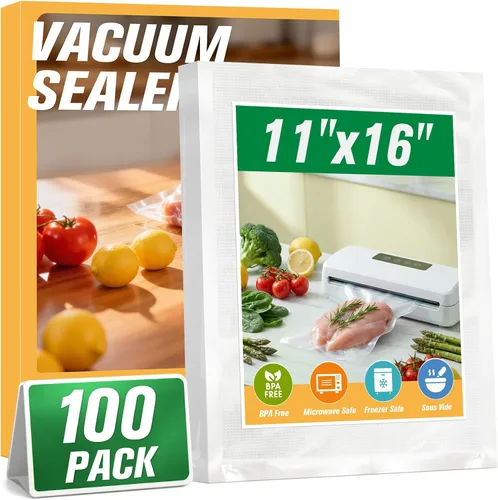 Vista 9 de FUNFERY Bolsas selladoras al vacío para alimentos, galones precortados de 11 x 16 pulgadas, cuarto de galón de 8 x 12 pulgadas, pinta de 6 x 10