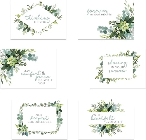 Vista 14 de Canopy Street Simple Sentiments - 25 paquetes de tarjetas de felicitación y ánimo con sobres blancos / 5 diseños reflexivos / Tarjetas de 5" x 7