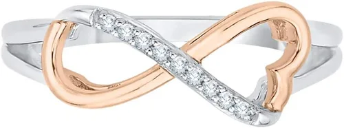 Vista 2 de KATARINA Anillo de diamantes infinito en forma de corazón en plata de ley en dos tonos (120 cttw, J-K, I1-I2)