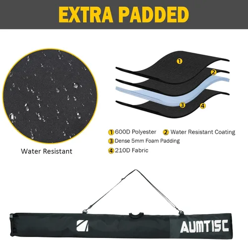 Vista 2 de AUMTISC Ski and Boot Bag Combo for Air Travel Flying, Padded Two-Piece Snow Ski Bags, Adjustable Length Ski Travel Bag for Skis Up to 200cm and