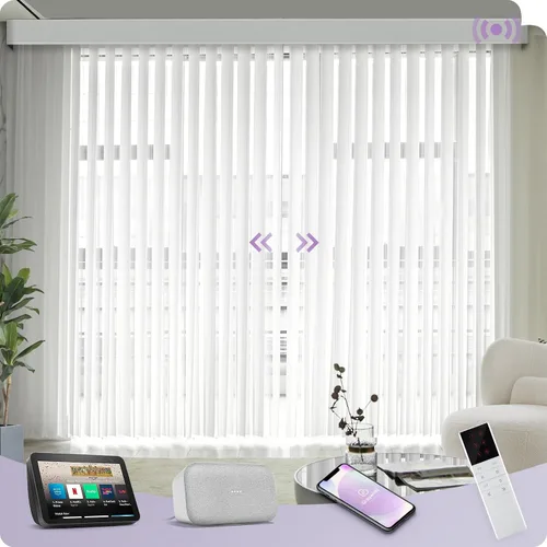 Vista 10 de Graywind Persianas verticales transparentes motorizadas compatibles con Alexa Google, cortinas transparentes inteligentes de privacidad, filtrado