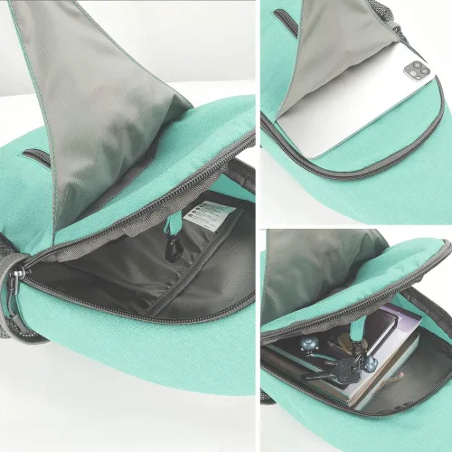 Vista 142 de Waterfly - Mochila cruzada tipo bandolera para viajes y caminatas, bolsa de pecho, Gris, talla única