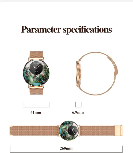 Vista 7 de Reloj inteligente para mujer, pantalla AMOLED de 1.32 pulgadas, frecuencia cardíaca, SpO2, monitor de sueño, calorías, clima, más de 100 modos