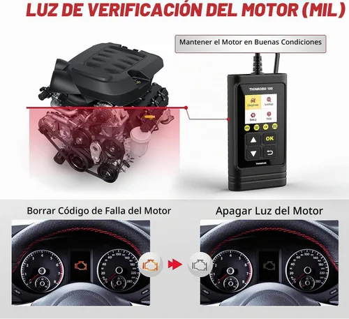 Vista 3 de Escáner de Coche OBD2 THINKCAR, Lector de Códigos de Falla del Motor THINKOBD100 con Funciones OBD II Completas, Sensor O2, Herramienta de Escaneo