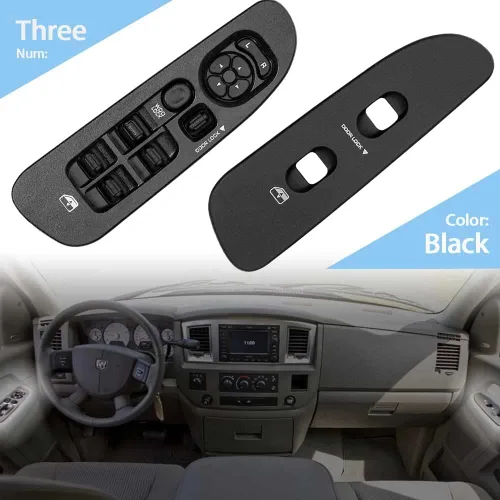 Vista 3 de Mango S Interruptor de elevalunas eléctrico para conductor y pasajero y bisel 56049805AB para Dodge Ram 1500 2500 3500 2002-2009, Dodge Dakota