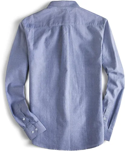 Vista 2 de MUSE FATH Camisa de vestir Oxford para hombre - Camisa de manga larga de algodón casual de ajuste regular