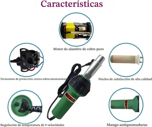 Vista 3 de Pistola de aire caliente 110V Antorcha de soldadura 1600W Pistola de calor Soldador de plástico Kits de soldador de techos