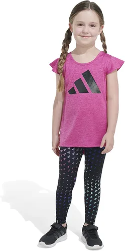 Vista 3 de adidas Conjunto de 2 piezas con camiseta y leggings de manga con vuelo para niñas