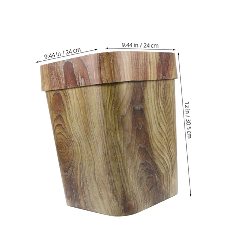 Vista 9 de SEWACC Botes de basura de madera para basura, pequeño, rústico, rectangular, contenedor de basura para baño, dormitorio, cocina, hogar, oficina
