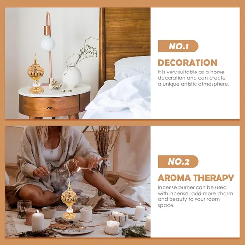Vista 7 de 2 piezas delicado arte incensario soporte para relajación decoración del hogar y meditación Diseño único quemador de incienso para material compacto
