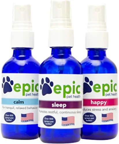 Vista 2 de Happy - Suplemento líquido natural en aerosol, alivia la ansiedad por separación, ayuda con visitas al veterinario, viajes, aseo, pérdida de un