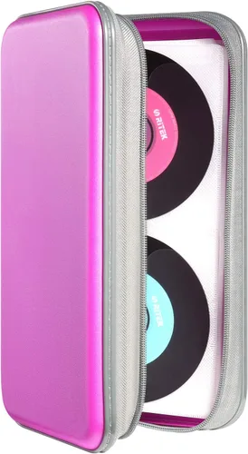 Vista 9 de UENTIP Funda para CD, capacidad para 96 CD, de plástico duro, cartera protectora para CD/DVD, para coche, hogar, viajes (96, negro) CD DVD