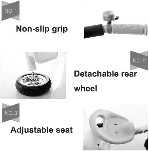 Vista 5 de DYCIN Triciclo plegable para niños de 1 a 3 a 6 años de edad triciclo para niños con timbre asiento portátil juguetes para niños y niñas juguete