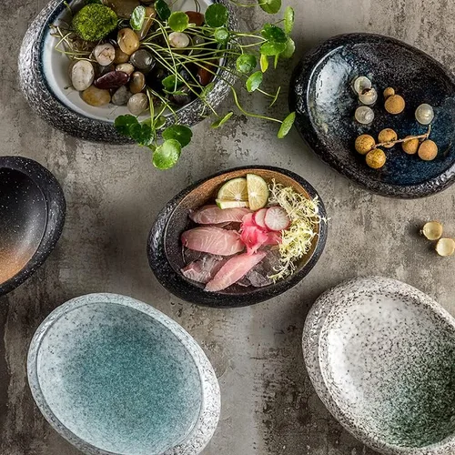 Vista 4 de Dipping Bowls Creative Ceramic Tableware Plate Dinner Plate Salad Bowl Art Tableware Appetizer Bowls,S-One Size (S)