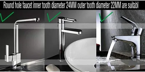 Vista 5 de Paquete de 2 rociadores de filtro aireador de grifo, fregadero giratorio de 360 grados para ahorro de agua para cocina y baño (corto)