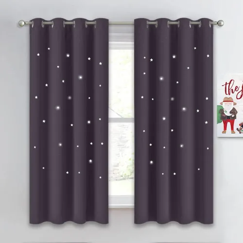 Vista 44 de NICETOWN - Cortinas de oscurecimiento de habitación con estrellas en rosa bebé, de 45 pulgadas de largo para dormitorio de niñas, cortinas
