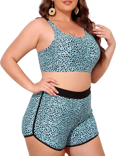 Vista 5 de NIeyook Traje de baño tankini de 3 piezas para mujer, talla grande, con pantalones cortos y brasier deportivo