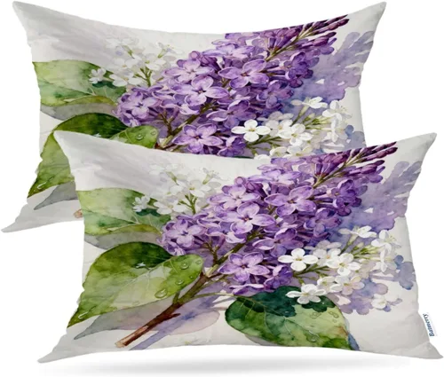 Vista 65 de Batmerry Autumn Maple Leaves Throw Pillow Covers, red Fall Orange Leaves Decorative Pillow Covers Digital Printing Blended for Couch Sofa Bed
