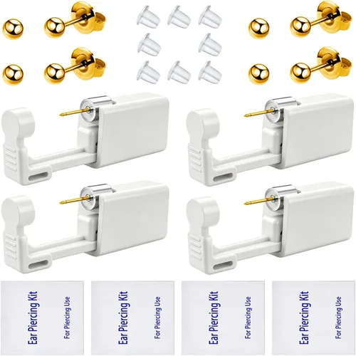 Vista 10 de Kits de Perforación de Orejas, Pistola Desechable de Perforación de Orejas Precargada con Aretes de Circonita Cúbica, Kits de Perforación Corporal